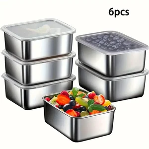 6pcs/ set Stainless Steel Bento Boxes - Deep Dish Leak- Proof Food Storage - Picture 1 of 5