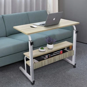 Ergonomic Adjustable Rolling Bedside Work Breakfast Laptop Tray Table Desk - Picture 1 of 8