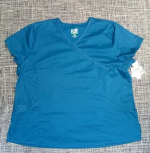 Uniform Advantage UA Women's Core Flex Teal blue Scrub top size 3XL NWT - Picture 1 of 5
