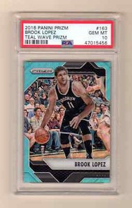 BROOK LOPEZ 2016-17 PANINI PRIZM TEAL WAVE PRIZM SP # / 25 PSA 10 GEM MINT NETS