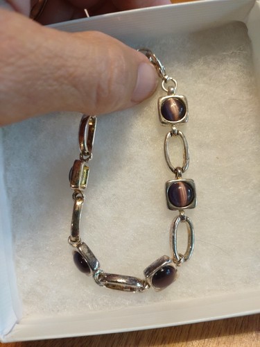 VALENTINO Braccialetto Occhio Falsa Ametista Tigri Bracciale Silvertone