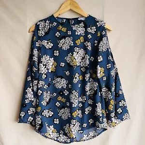 Closet Cold Shoulder Bell Sleeves Shirt Blouse Size 8 S Floral Rare Luxury - Picture 1 of 11