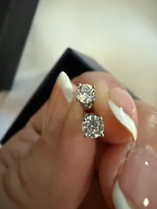 Diamonique .925 Sterling Silver 5mm 100-Facet .50 ct tw Round Stud Earrings NEW - Picture 1 of 3