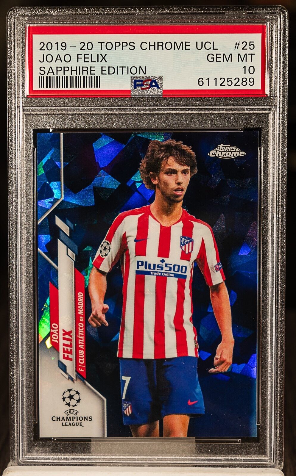 61125289 Joao Felix 2019-20 Topps Chrome Sapphire UEFA #25 Madrid PSA 10