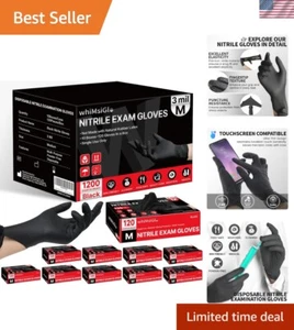Black Nitrile Disposable Exam Gloves, 3Mil 1200 Count, Latex-Free Powder-Free... - Picture 1 of 8