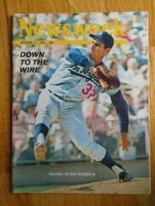 Newsweek SANDY KOUFAX October 11, 1965 Magazine No Label BROOKLYN LA DODGERS - Picture 1 of 2