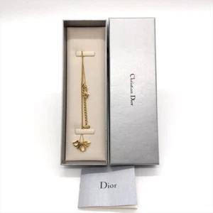 Dior Gold Logo Necklace Vintage GP Chain 38-43cm Used w/Box Jewelry from Japan - Picture 1 of 5