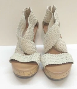 Montego Bay beige Canvas Keilabsatz Damenschuhe Größe 5 Top Zustand! - Bild 1 von 11