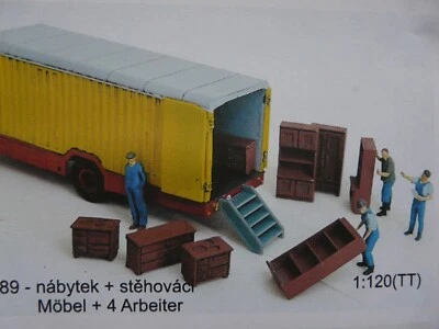 TTauta Spur TT 3D Bausatz Set 8 Möbel 1 Treppe 4 Arbeiter - Ladegut / Ladeszene - Bild 1 von 4