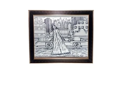 Wall Art Framed, City landscape Urban Art / Architecture Sketch Art, Skyline Art - Image 1 of 4