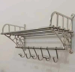 Décor Silver Rack Treno Hall Bagagli Scaffale da Parete Ganci | Appendiabiti - Foto 1 di 4