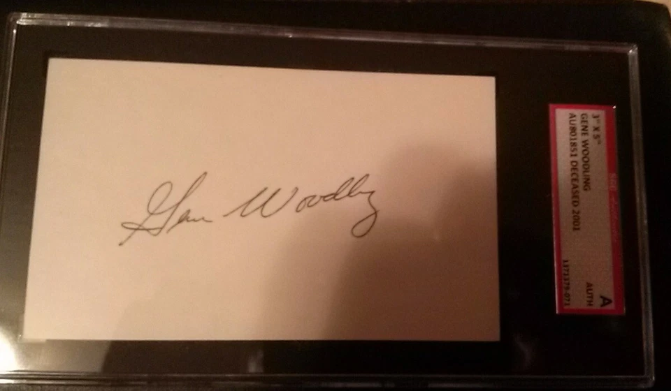 Gene Woodling Autographed Index Card New York Yankees Great D.01 SGC Encapltd - Image 1 of 1