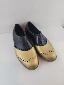 Zapatos de golf Biion The Saddles negros y dorados Lux talla 7 - Imagen 1 de 8