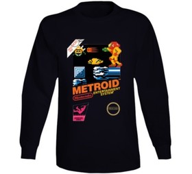 Metroid Nes Box Art Retro Video Game Long Sleeve T Shirt