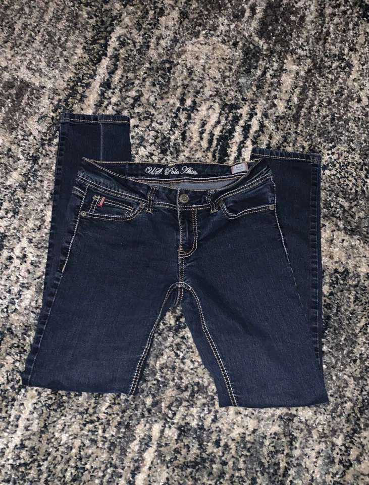 US Polo Assn Size 9/10 Kate Skinny Stretch 30" Inseam Denim Low-Rise Blue Jeans - Image 1 of 3