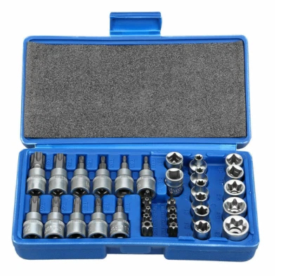 34pcs Torx Star Socket & Bit Set Male Female E & T Sockets with Torx Bits + Case - Image 1 of 4