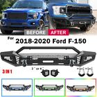 3 in 1 Steel Front Bumper+Bull Bar for 2018-2020 Ford F150 w/ LED Lights+D-Rings