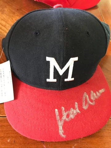 Hank Aaron Vintage Autographed MLB Baseball Cap Cover