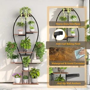 Plant Stands Indoor with Grow Lights 8 Tiered 5FT Tall Plant Shelf Home Decor - Picture 1 of 9