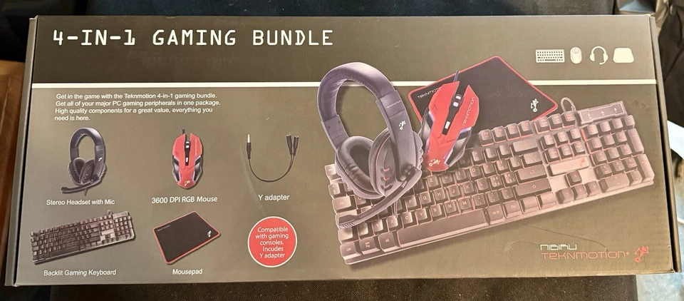 TekNmotion Nibiru 4-In-1 GAMING BUNDLE: Keyboard, Mouse, Headset, Mousepad PC - Image 1 of 4