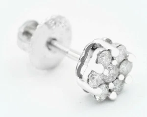 GENUINE 0.25 Cts DIAMOND *Single* STUD EARRING 14k WHITE GOLD ** Screw backs ** - Picture 1 of 5