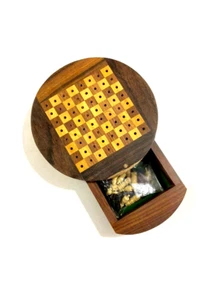 Personalisierter Text Handarbeit Handarbeit Mini Holz Vintage Reise Schachspiel - Bild 1 von 4