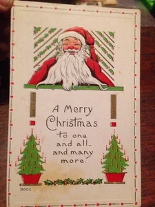 Antique/Vintage 2 Christmas Postcards Santa Winter Scene - Picture 1 of 4