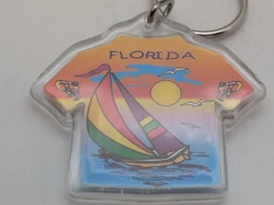Florida Shirt Shaped Sailboat Souvenir Keychain Plastic - Picture 1 of 3