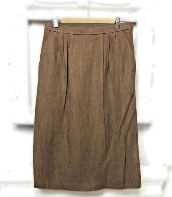 Aquascutum Vintage Womens Brown Camel Wool Skirt UK S 10 Pockets Zip Ladies - Image 1 of 4