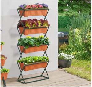 Home 4-Tier Vertical Raised Garden Bed Elevated Planter 4 Container Boxes Flower - Picture 1 of 4