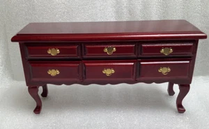 Dollhouse Miniature Lowboy 6 Drawer Dresser Cherrywood Color - Picture 1 of 8