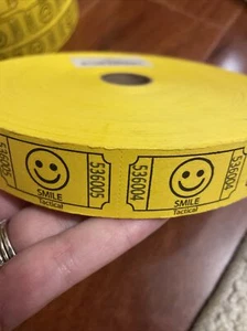 2000 Yellow Smile Single Roll nummerierte Raffle Tickets - Bild 1 von 3