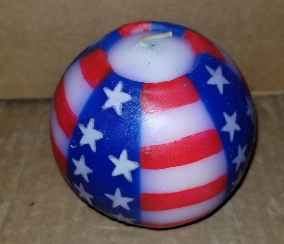 July 4th American Flag Ball Candle ~3"x3" New - Image 1 of 1