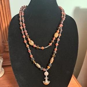 Vintage Sterling Fertility Goddess Necklace Amber Bead - Picture 1 of 3