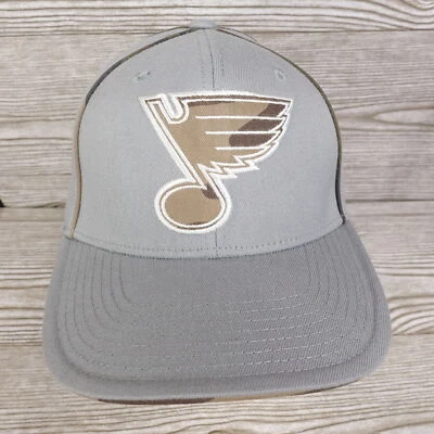 ST LOUIS BLUES LOGO GREY REEBOK FITTED HAT CAP SIZE S/M - Image 1 of 4