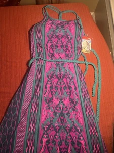 NWT The North Face Women's Teal Green Pink Printed Sleeveless Maxi Dress Size L - Picture 1 of 6