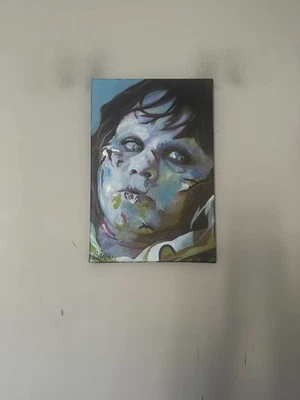 Exorcist Linda Blair Horror Movie Art 12" x 18" Pop Art Painting Chris Cargill - Image 1 of 4