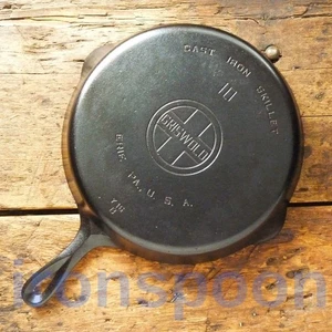 Vintage GRISWOLD Cast Iron SKILLET Frying Pan # 10 LARGE BLOCK LOGO - Ironspoon - Bild 1 von 22