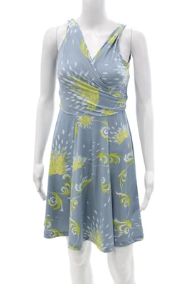 Tori Richard Women Fit & Flare Dress Light Blue Floral V-Neck Size XS - Image 1 of 4