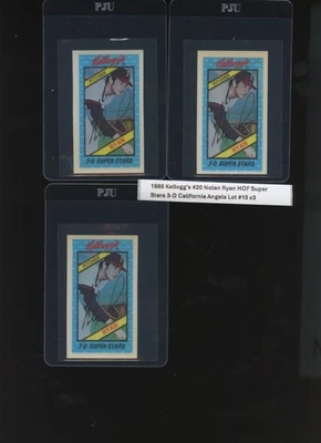 1980 KELLOGG'S #20 NOLAN RYAN HOF Super Stars 3-D California Angels Lot #10 x 3 - Image 1 of 2