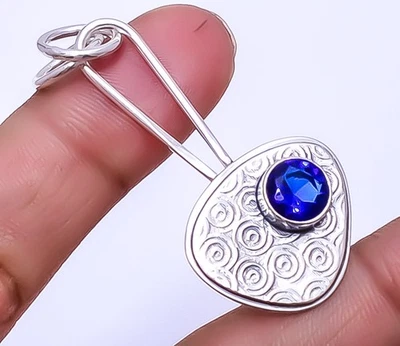 Colgante hecho a mano de plata de ley 925 de diseñador de tanzanita 1,95" P933512174 Foto 1 de 4