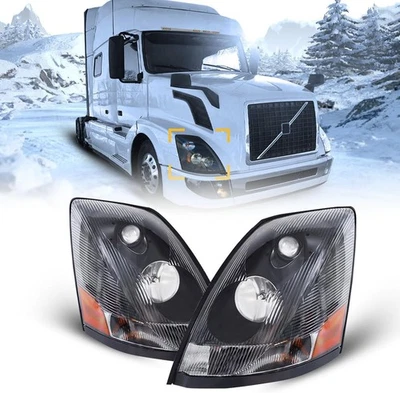 Semi Trucks Headlight Pair For 2004-2017 VOLVO VNL VNM Headlamp Black Assly Foto 1 de 4