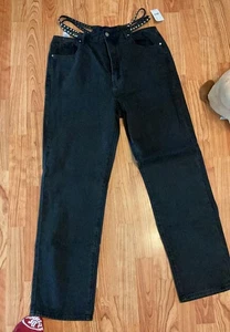 PacSun Women Black Denim High Rise Straight Leg Button fly W/ Belt Size 30 - Picture 1 of 2