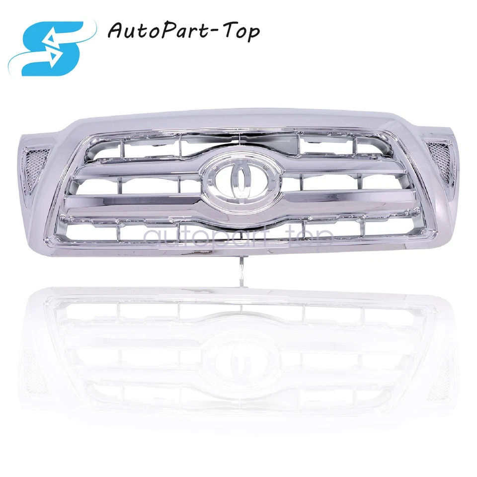 Parrilla superior del parachoques delantero cromada con inserción para Toyota Tacoma 2005-2007 2008 Foto 1 de 4