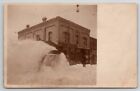 Ironwood MI Michigan Snow Plow On Main Street At Bank Corner Postcard P25