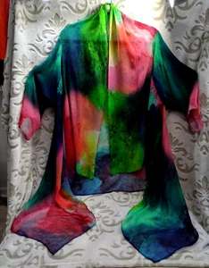Top donna Cocoon House taglia S/M 100% seta multicolore aperto davanti - Foto 1 di 14