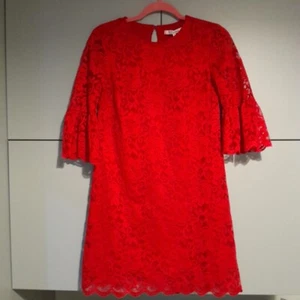 Red Lace Dress Debenhams Collection Size 8, Petite Flutter Sleeve Christmas - Picture 1 of 23