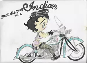 "Estampado artístico Indian Motorcycle Betty Boop 12 x 9" - Imagen 1 de 5