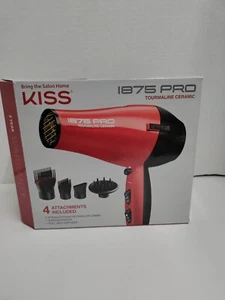 Kiss 1875 Pro Tourmaline Ceramic Hair Blow Dryer - Model KBDO1WM054 Red/Black  - Picture 1 of 5