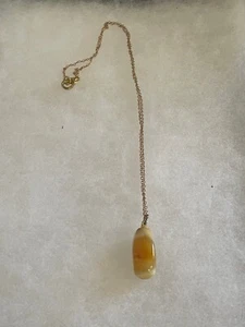 Vintage 12,5" gelber baltischer Bernstein & gelber Anhänger + versilberte Kette - Bild 1 von 4